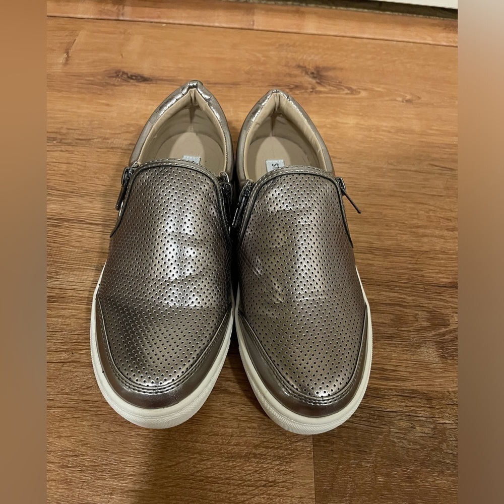 Steve Madden dark silver ELLIAS zipper slide on sneakers